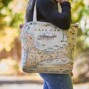 Cape Cod Map Canvas Tote - Reusable & Eco-Friendly Grocery Bag