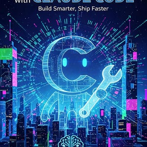 May include: A digital illustration with the text "AGENTIC CODING with CLAUDE CODE" and "Build Smarter, Ship Faster." The image features a robot-like figure holding a wrench, with a cityscape and a brain graphic. The color palette is primarily blue and teal.