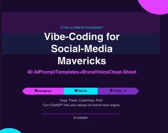 40 AI-promptsjablonen voor Instagram TikTok Twitter | ChatGPT-prompts op sociale media | Cheatsheet voor merkstem | Digitale download