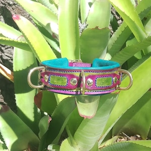 Three-Ring Leather Collar - &quot;Peacock&quot;