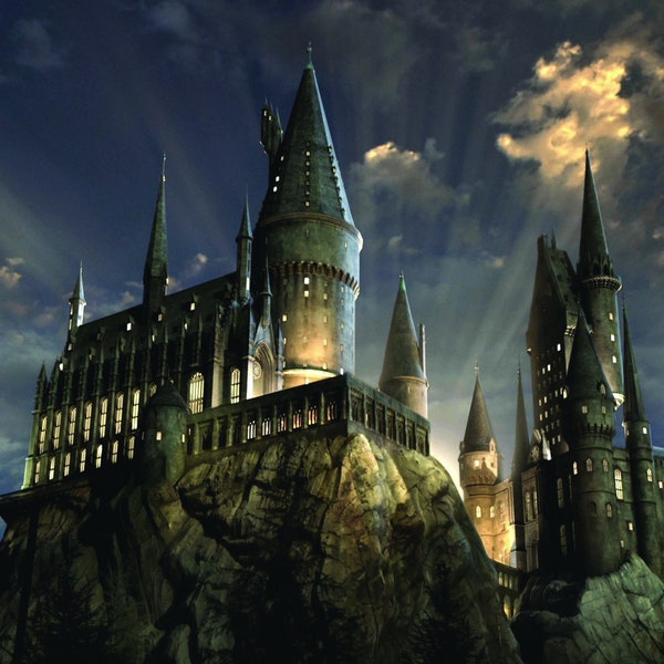 CUSTOM Hogwarts Castle Lights at Night Wall Mural 91" x 91"