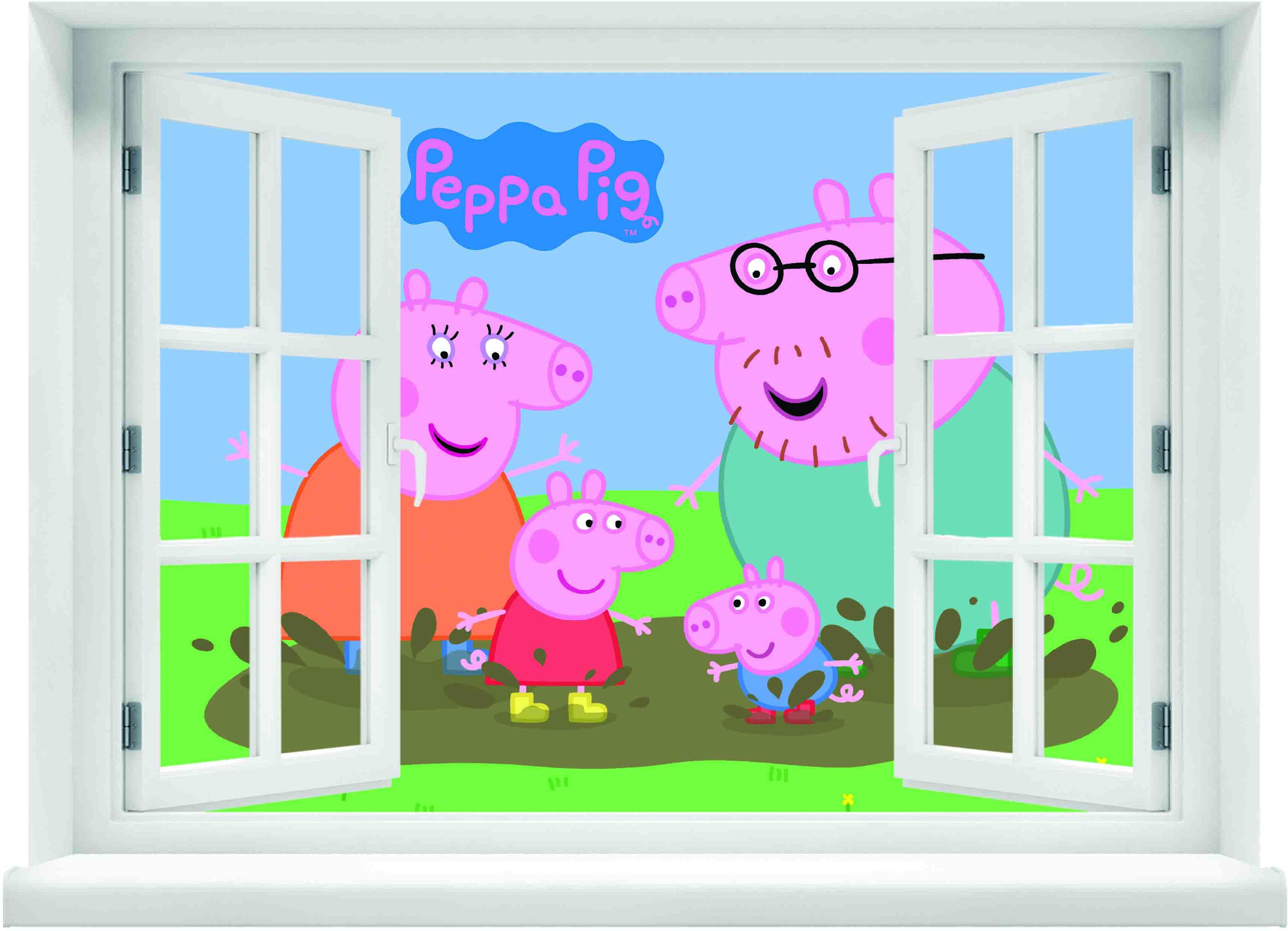 Peppa Pig and Family Window Wall Mural Etsy
