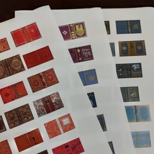 Printable 96 Miniature Book Cover Set  Red Blue Purple 1/12 Scale