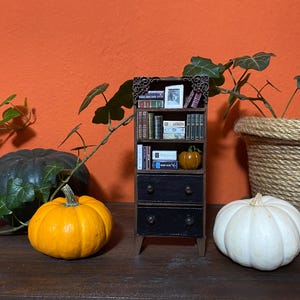 Handmade Miniature Bookcase: Tiny Dollhouse Library, 1/12 Scale