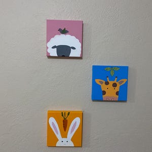 保育園や子供部屋用のオリジナル手作りアクリル動物画、高品質のキャンバスに描かれたオリジナル絵画、ベビーシャワーギフト