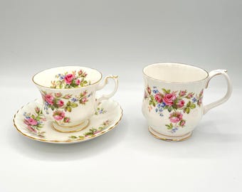 Royal Albert Moss Rose: Teacup and Saucer, Mug, sold separately