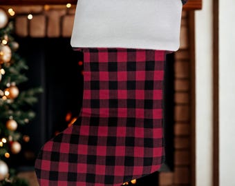 Christmas Stocking - Red and Black Plaid