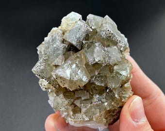 UK Fluorite with Pyrite inclusions 6.5 x 6 x 3cm from Balle field, Carperby-cum-Thoresby, Rhichmondshire, North Yorkshire, Uk