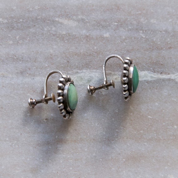 Vintage Zuni Deco Turquoise Sterling Silver Screw… - image 5