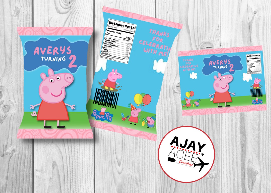Peppa Pig Chip Bag Label Chip Bag Template Birthday Chip Etsy