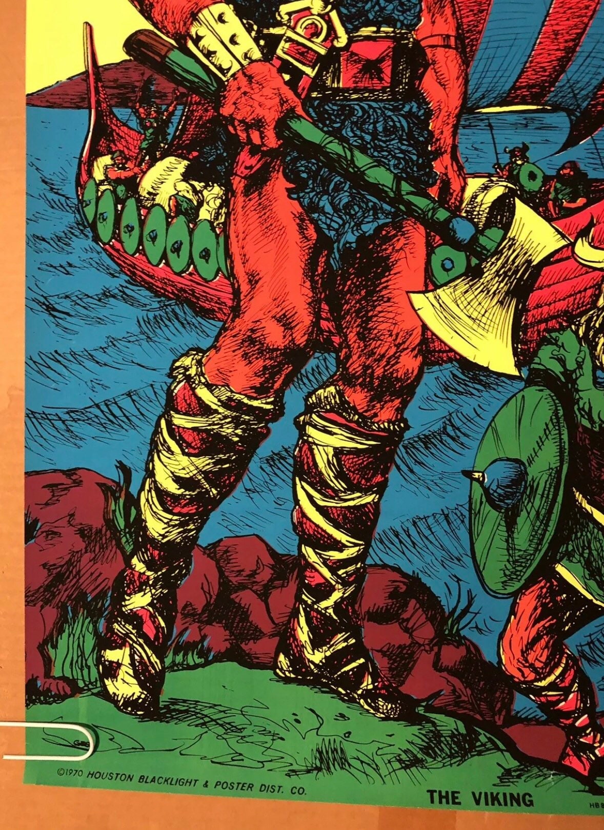 The Viking Boat Original Vintage Blacklight Poster 1970 Houston