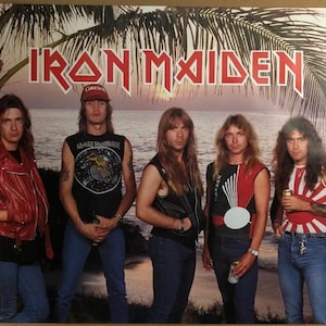 Iron Maiden Original Vintage Poster Music Memorabilia Full Band Beach 1984 1980s