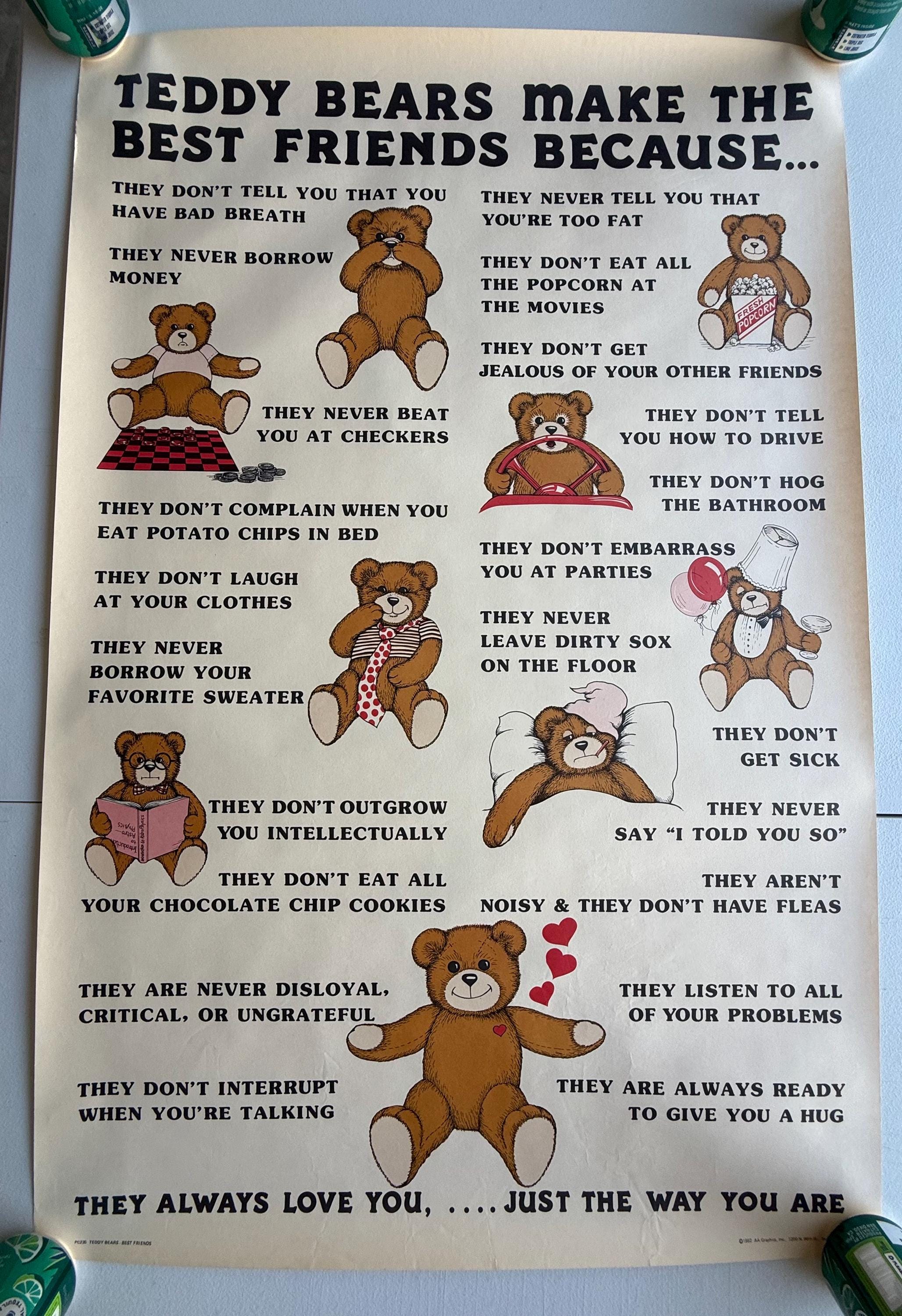 Teddy Bears Make Best Friends Vintage Poster Bear Teddie Bears