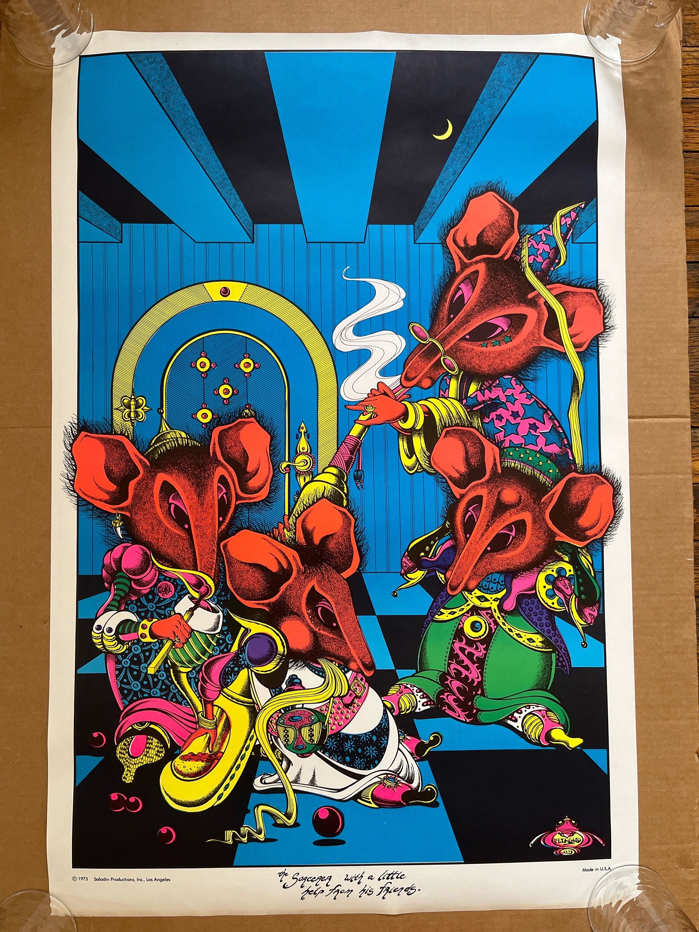 Sorcerer With Help From His Friends Vintage Poster Blacklight