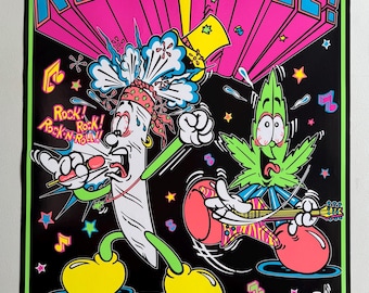 Sex Drugs and Rock and Roll Vintage Blacklight Poster 1994 Doobie