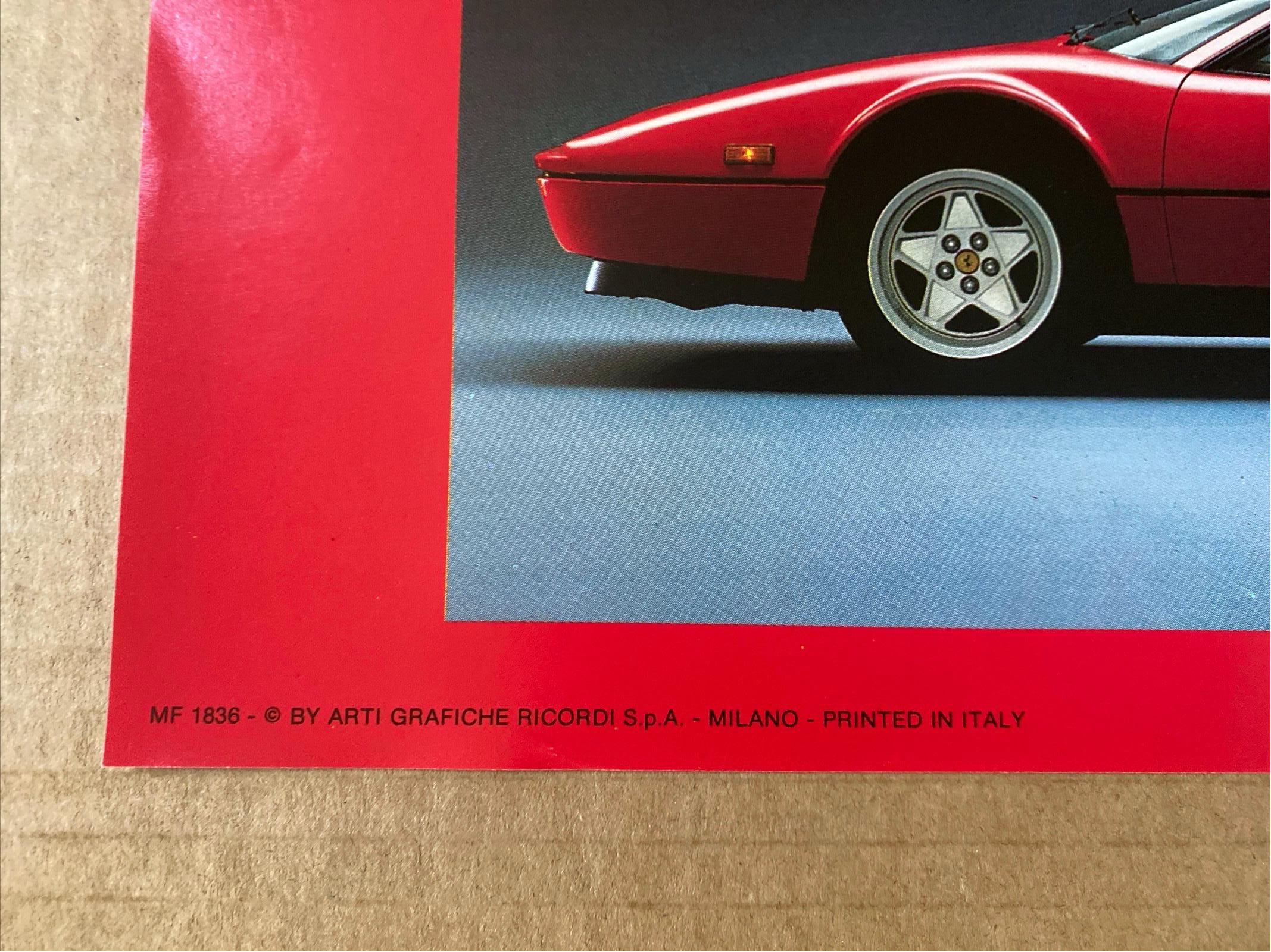 Ferrari 328 GTB Vintage Poster Original Sport Car Race Car Red