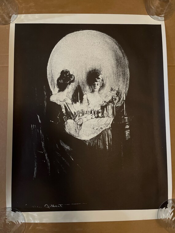 Skull Skeleton Vintage Poster Gilbert 1960s Scary Halloween