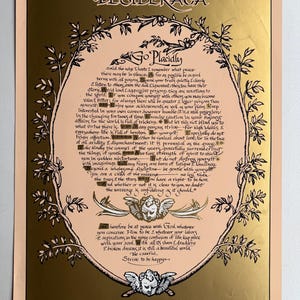 Póster original vintage con luz negra, década de 1960, Desiderata, Paz en el silencio, frases inspiradoras, extracto, poema de 1969, felicidad.