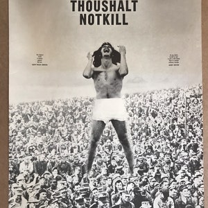 Vintage original 1960s Antiwar Thou Shalt Not Kill poster 1969 no war peace military