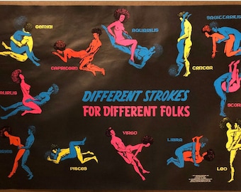 Blacklight Poster Sex Position Different Strokes Different Folks Astrology 1970s