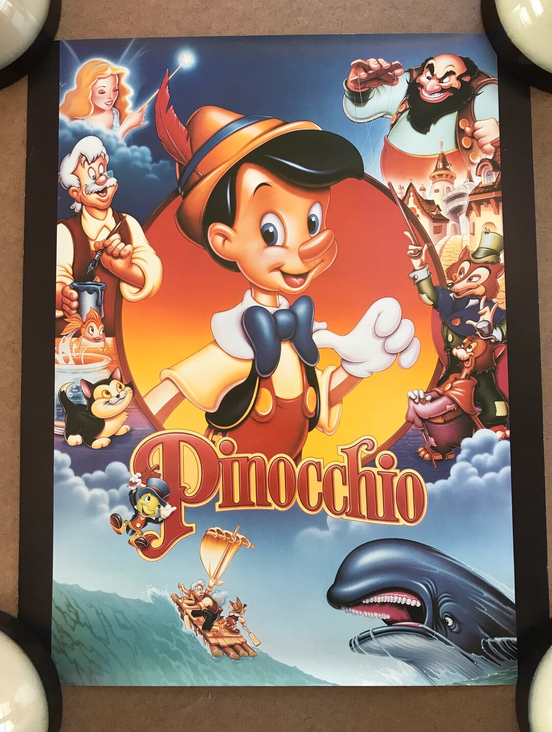 Vintage Original 1980s Pinocchio Pinup Poster Disney Movie