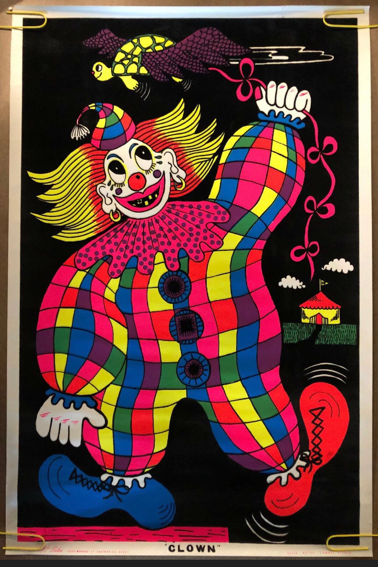 Clown Original Vintage Poster Blacklight Psychedelic Headshop