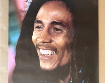 Vintage Bob Marley Felt Neon Blacklight Poster, 1981, Roots Rasta 