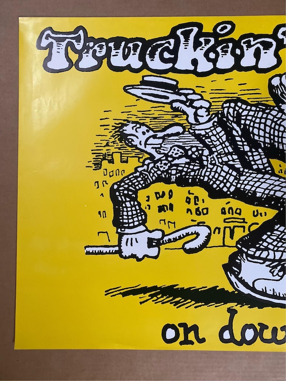 Truckin on Down the Line Vintage Blacklight Poster 1960s Crumb