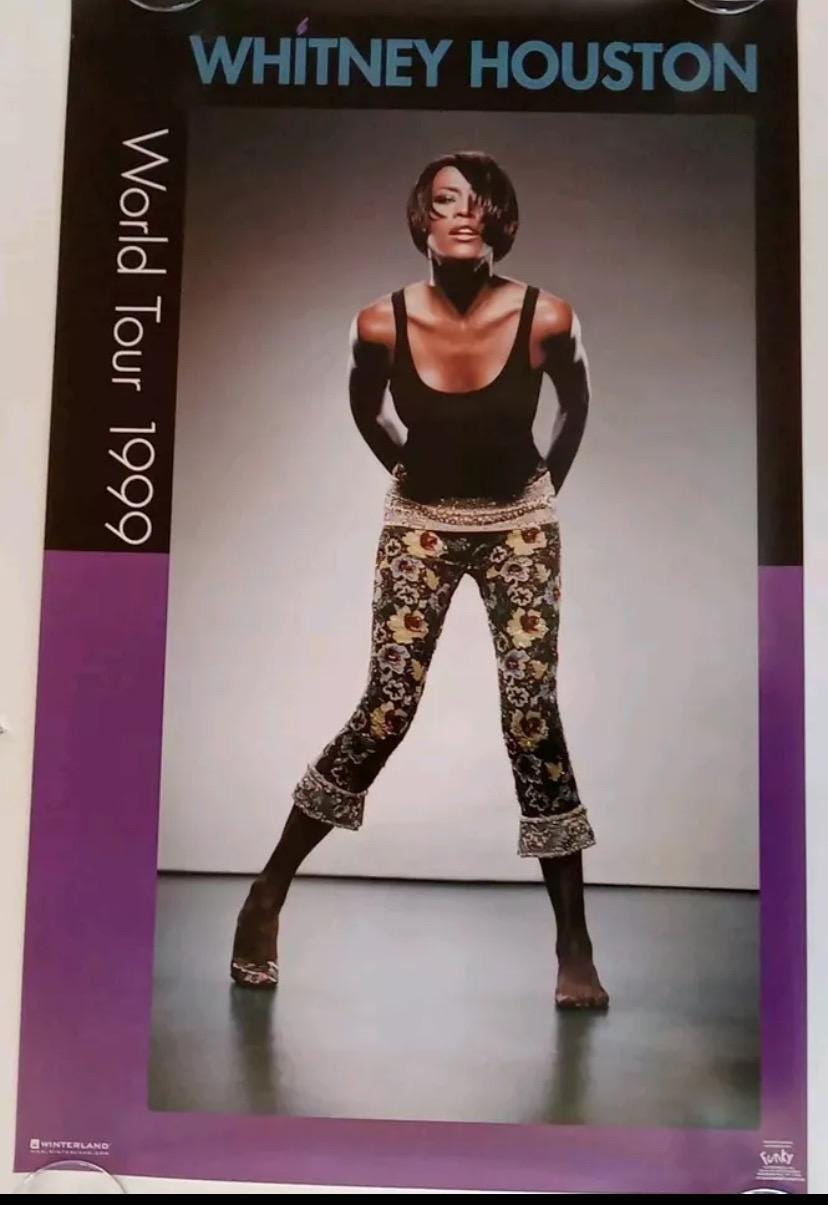 Vintage Original Whitney Houston World Tour 1999 Poster Rare Soul