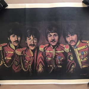 Vintage Original 1981 The Beatles Sargent Peppers And Lonely Heart Band Póster