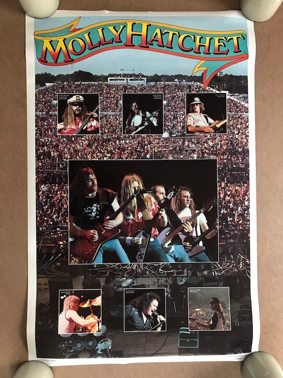 Vintage Original 1980s Molly Hatchet Collage Poster 1980 Rock