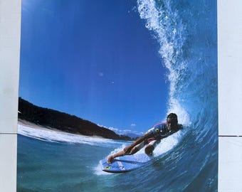 1991 Hang 10 Hawaii Surfing Poster, Vintage Ocean Waves Art 22”x