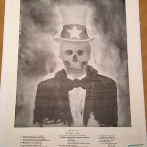 The Last Cry Vintage Political Anti War Poster Campbell Finkenover Skeleton 1970