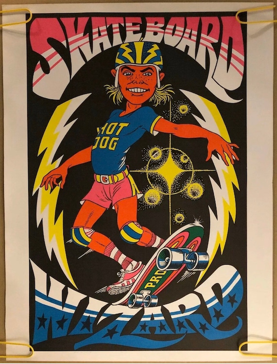 Original Vintage Blacklight Poster Skateboard Wizard - Etsy