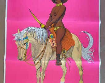 Original Vintage Poster Liona Blacklight Woman and Horse