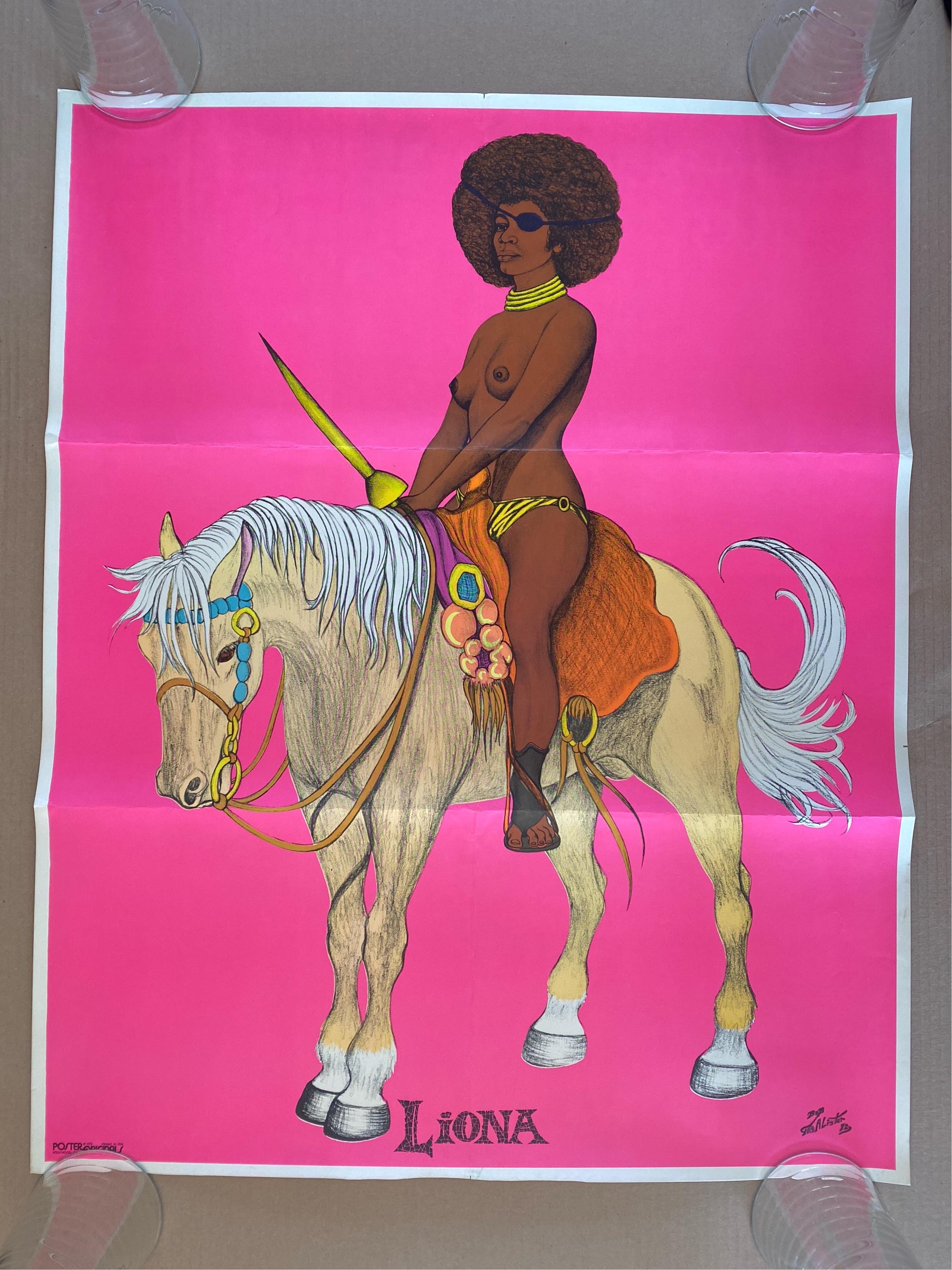Original Vintage Poster Liona Blacklight Woman and Horse