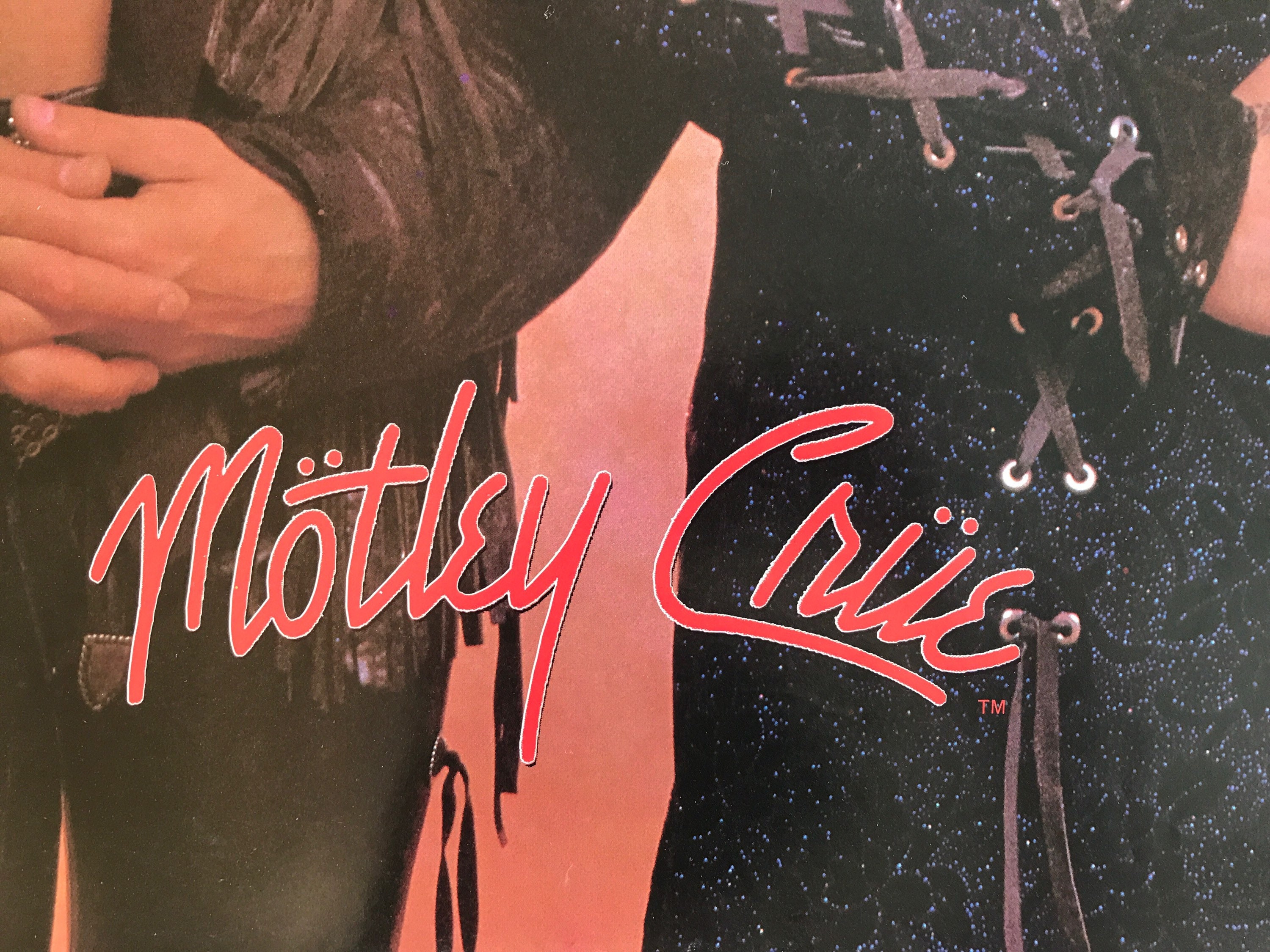 MOTLEY CRUE 直筆サイン ポスター モトリークルー レコード LP ヴィンテージオリジナル 1987 モトリークルー レザーグループショット