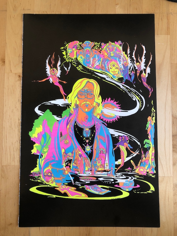 Blacklight Poster Pin-up Print Riding Easy Biker Make Love Not War