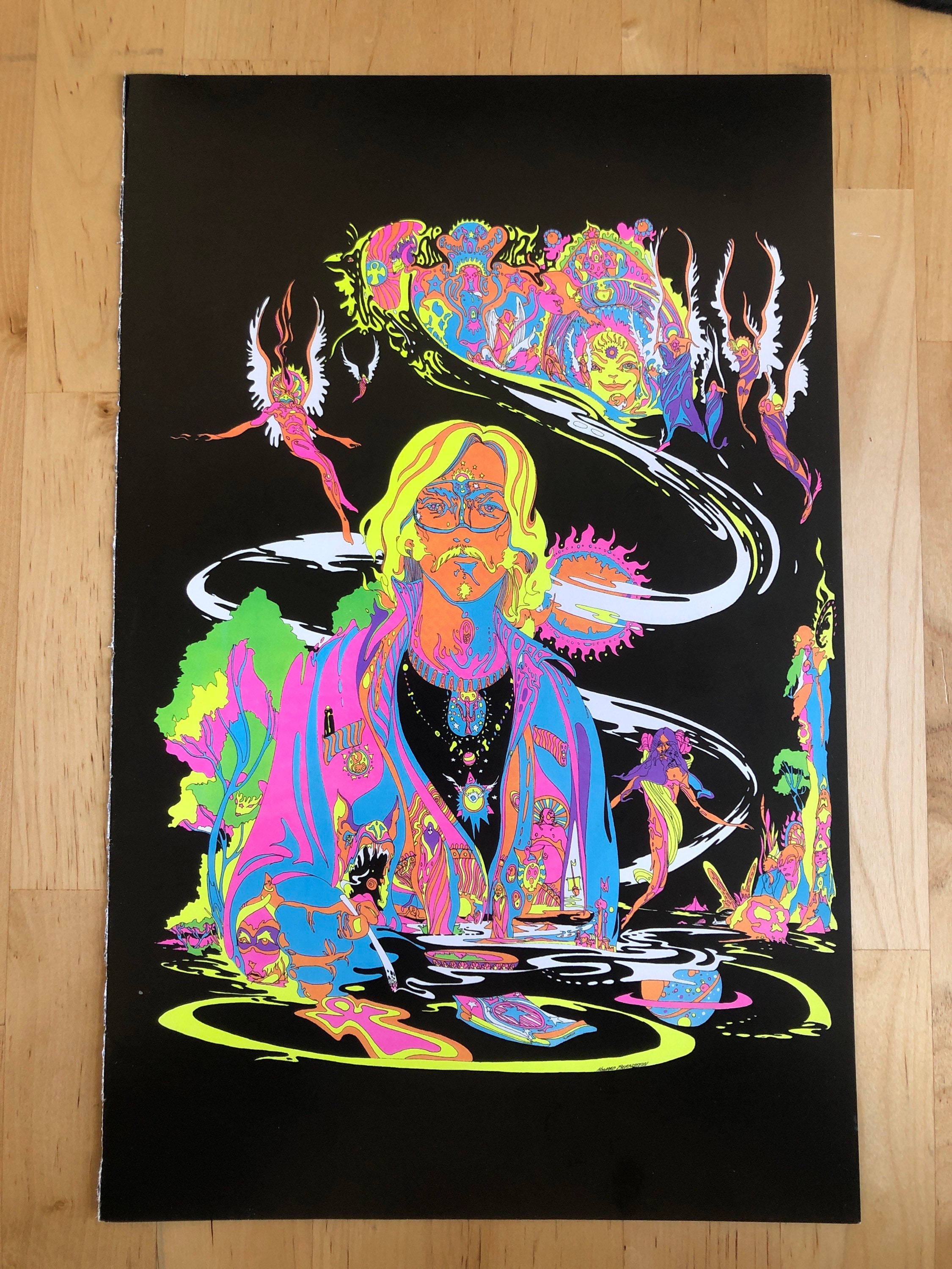 Blacklight Poster Pin-up Print Riding Easy Biker Make Love Not War