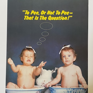 Orinar o no orinar Vintage Cartel Original Pro Arts 1981 Niños Bañera Bebé