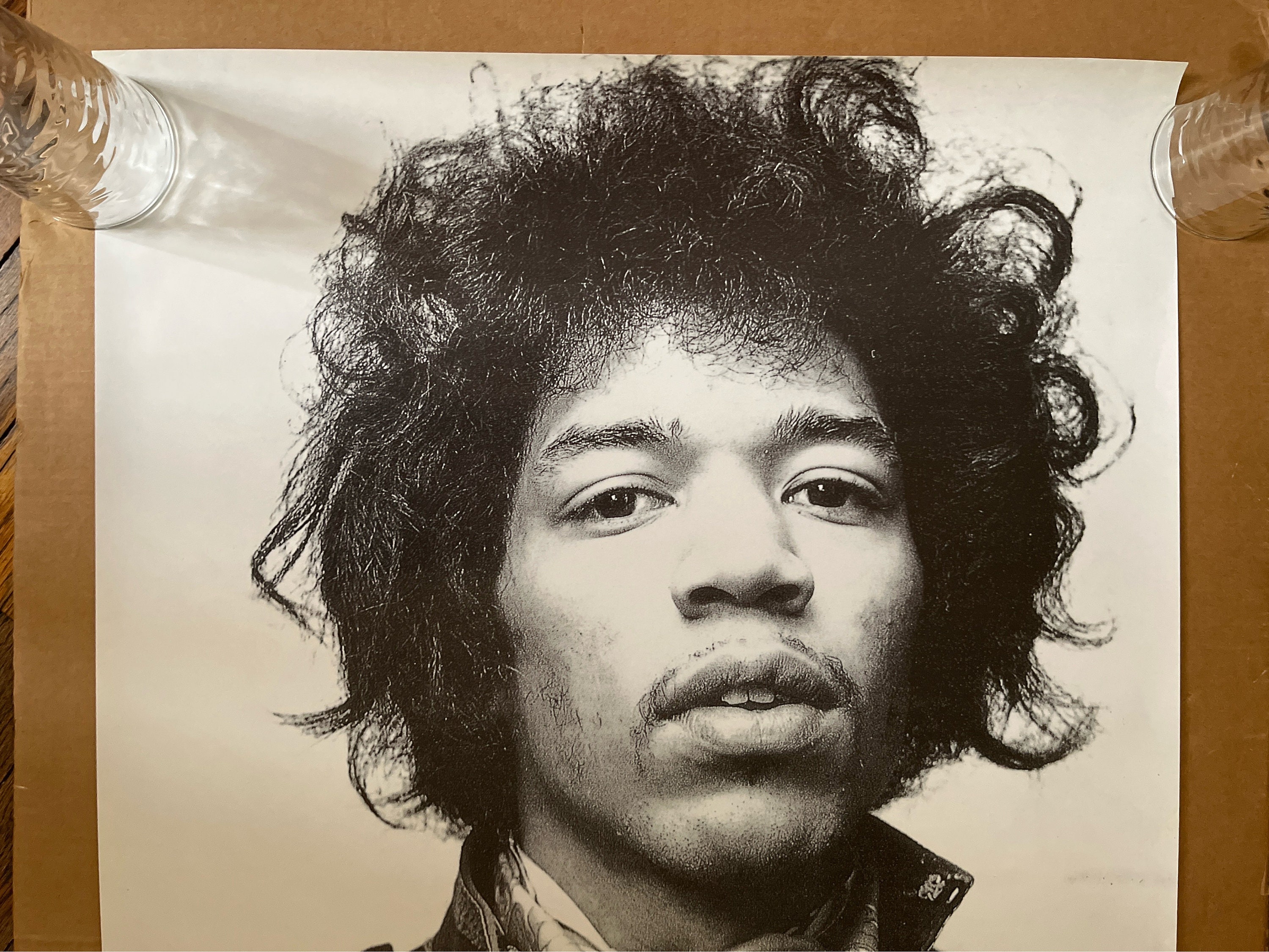 Vintage Poster Jimi Hendrix Headshot Black and White Promo 1990s