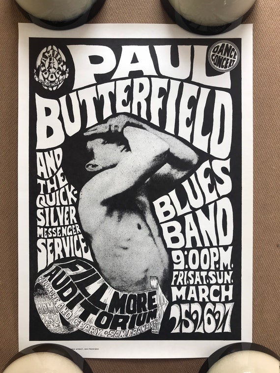 Quicksilver Paul Butterfield ビンテージポスター Vintage 1970s Paul Butterfield Reproduction Pinup Poster Dance