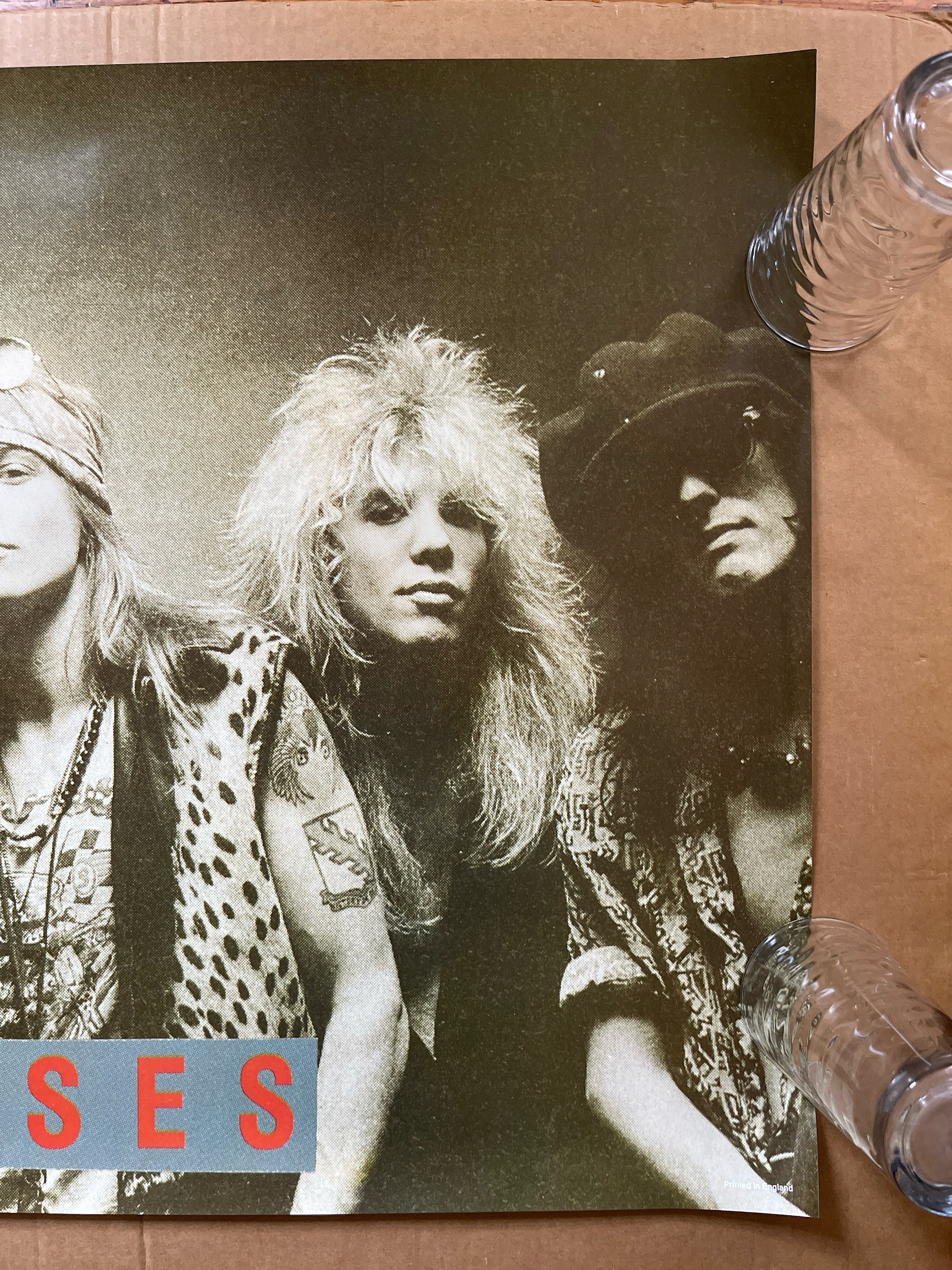Vintage Poster Guns N' Roses Group Shot Black and White Rock Music