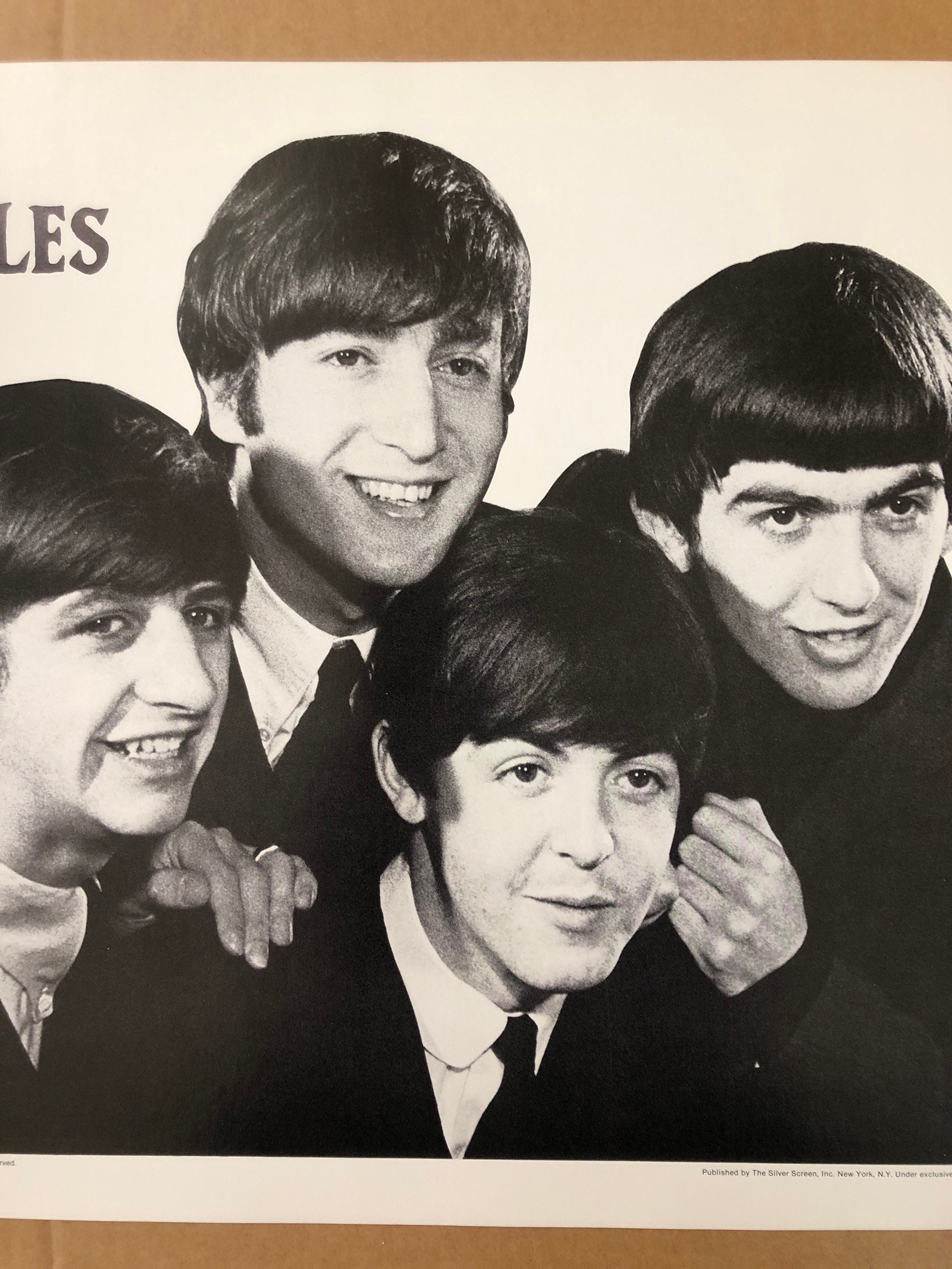 The Beatles Vintage Poster Black and White Silver Screen 1982 on