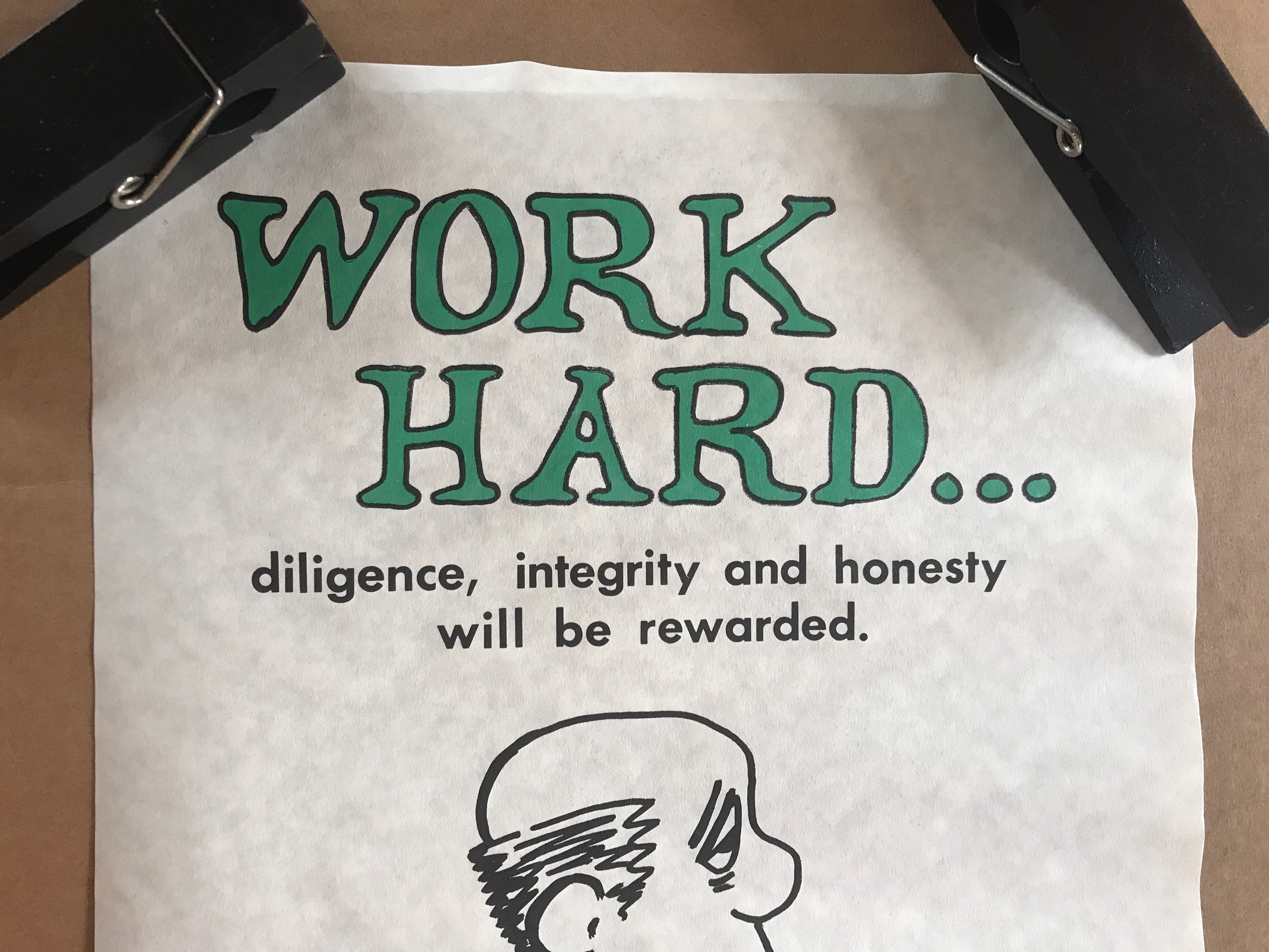 Vintage Original 1978 Work Hard Poster Diligence Integrity Honesty