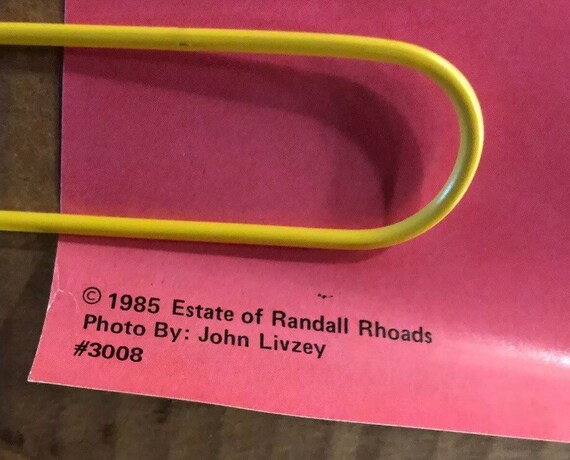 Randy Rhoads Vintage Poster Memorial 1980's Original Pin-up Rock