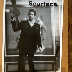 cartel de película vintage al Pacino es Caracortada en blanco y negro de la década de 1980