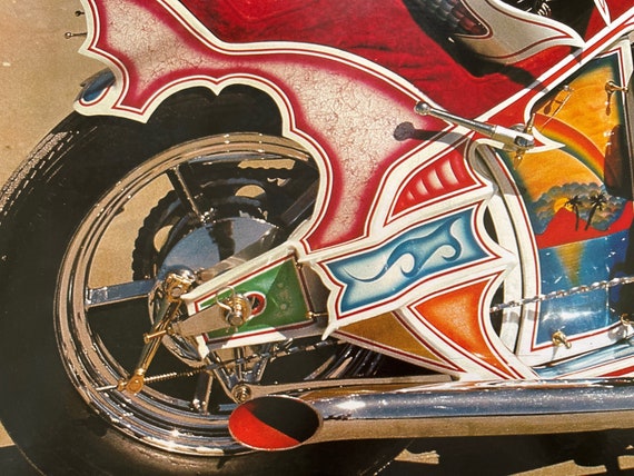 ヴィンテージカスタムハーレーバイクチョッパーポスタービーチバイク