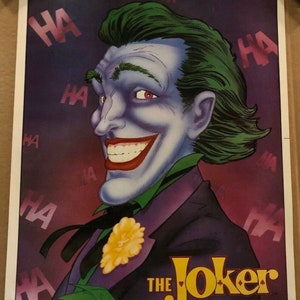El Joker Original Vintage Cartel Batman Cartoon 1980's Pin Up Retro Headshop