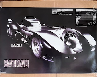 Batmobile Vintage Plakat 1989 dc Comics Fledermaus Auto großes Fernsehen Film Autos